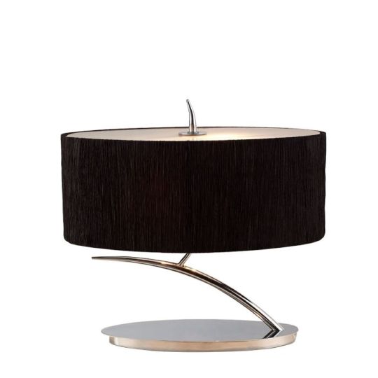 Mantra Eve Table Lamp 2 Light E27 Small Polished Chrome With Black Oval Shade