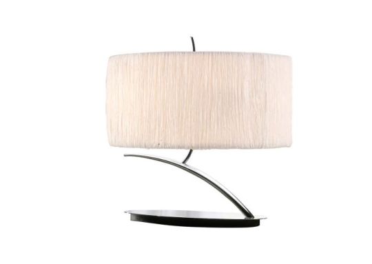 Mantra Eve Table Lamp 2 Light E27 Small Polished Chrome With White Oval Shade