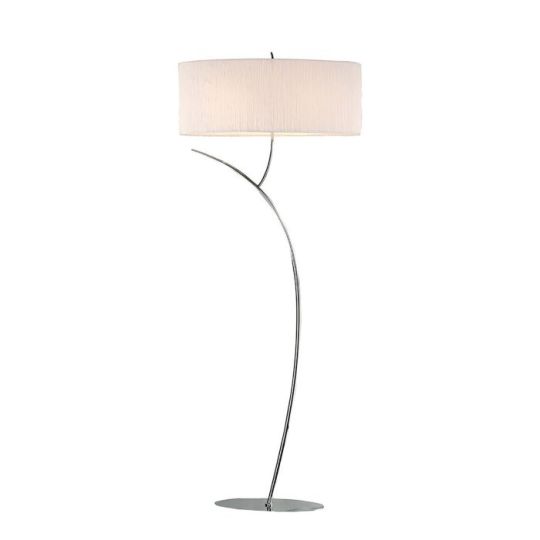 Mantra Eve Floor Lamp 2 Light E27 Polished Chrome With White Oval Shade