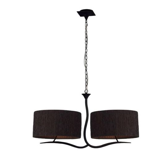 Mantra Eve Linear Pendant 2 Arm 4 Light E27 Anthracite With Black Oval Shades