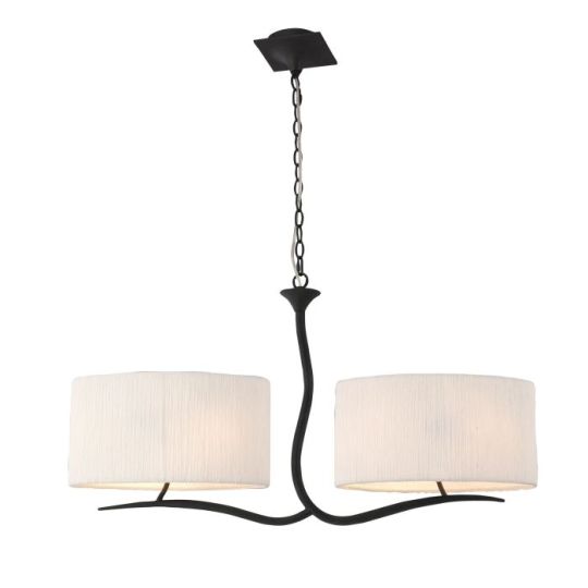 Mantra Eve Linear Pendant 2 Arm 4 Light E27 Anthracite With White Oval Shades