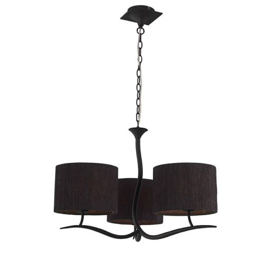 Mantra Eve Pendant 3 Light E27 Anthracite With Black Round Shades