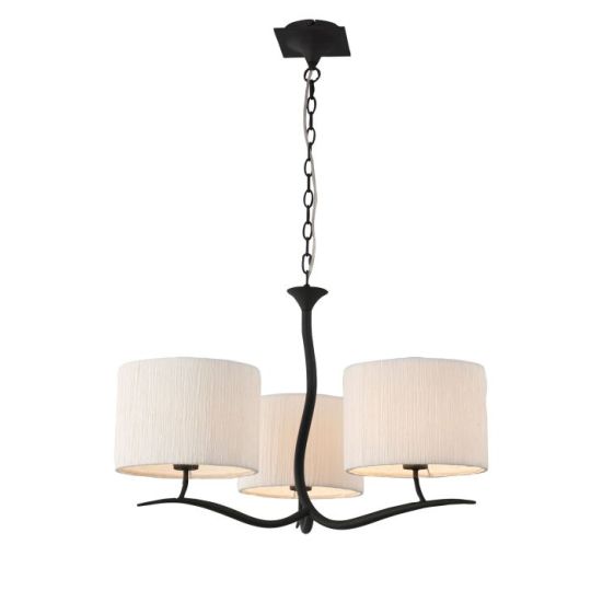 Mantra Eve Pendant 3 Light E27 Anthracite With White Round Shades