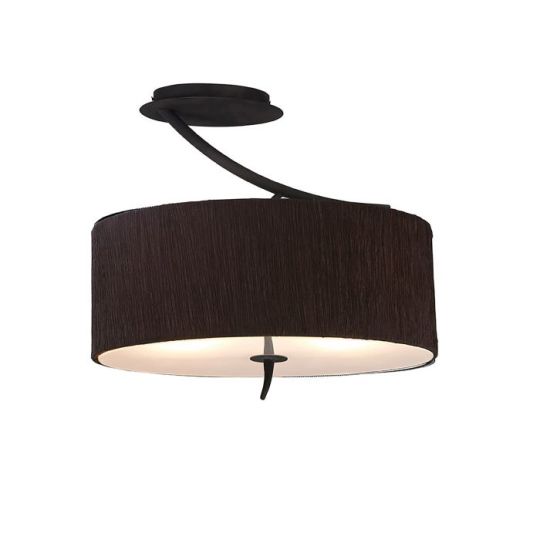 Mantra Eve Semi Flush 2 Light E27 Anthracite With Black Oval Shade