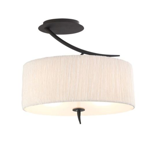 Mantra Eve Semi Flush 2 Light E27 Anthracite With White Oval Shade