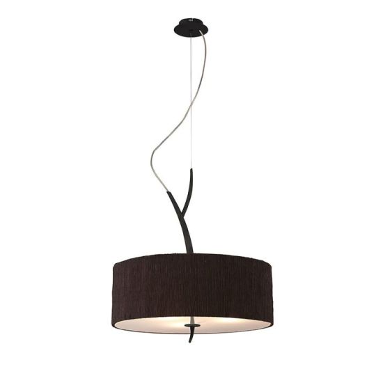 Mantra Eve Pendant 3 Light E27 Anthracite With Black Round Shade