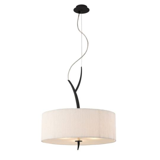 Mantra Eve Pendant 3 Light E27 Anthracite With White Round Shade