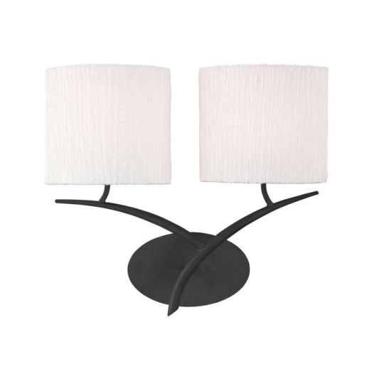Mantra Eve Wall Lamp Switched 2 Light E27 Anthracite With White Oval Shades