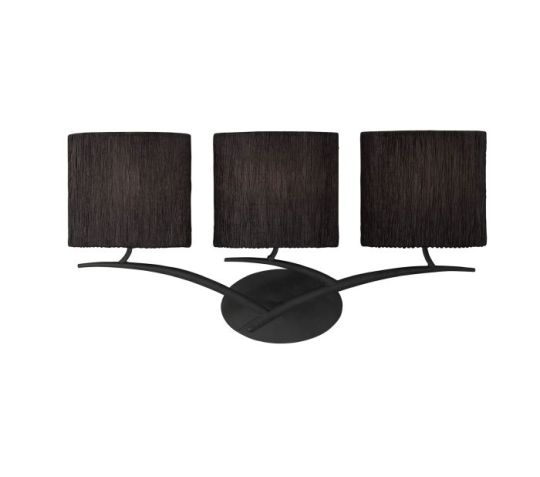 Mantra Eve Wall Lamp Switched 3 Light E27 Anthracite With Black Oval Shades