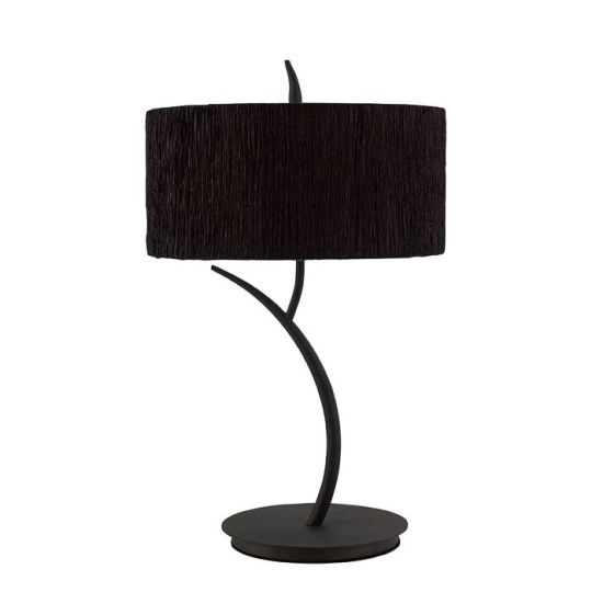 Mantra Eve Table Lamp 2 Light E27 Large Anthracite With Black Round Shade
