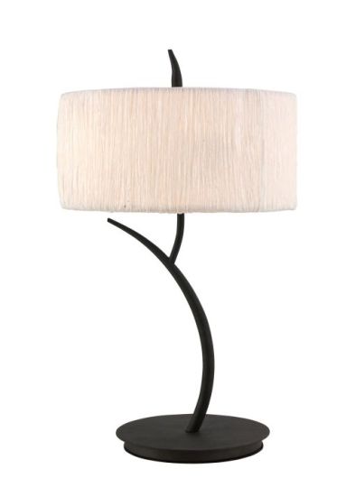 Mantra Eve Table Lamp 2 Light E27 Large Anthracite With White Round Shade
