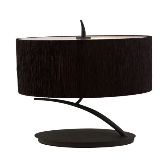 Mantra Eve Table Lamp 2 Light E27 Small Anthracite With Black Oval Shade