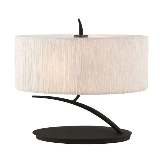 Mantra Eve Table Lamp 2 Light E27 Small Anthracite With White Oval Shade