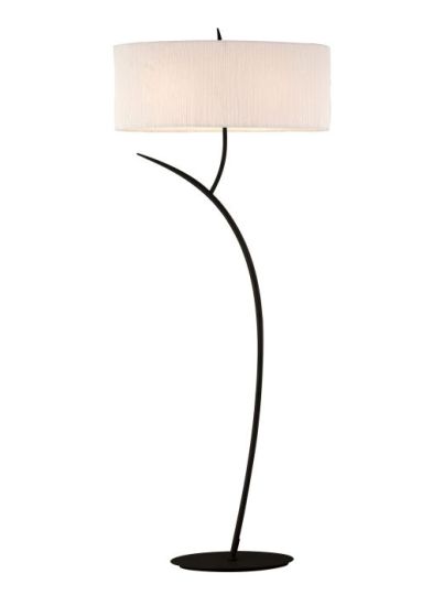 Mantra Eve Floor Lamp 2 Light E27 Anthracite With White Oval Shade