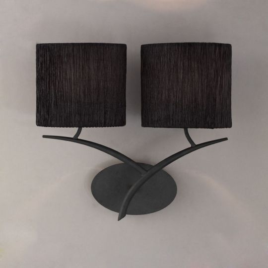 Mantra M1155/S/BS Eve Wall Lamp Switched 2 Light E27 Antracite With Black Oval Shades