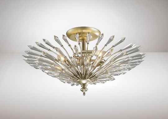 Diyas IL31671 Fay Semi Ceiling 3 Light E14 Aged Gold/Silver/Crystal