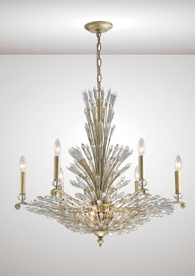 Diyas IL31673 Fay Pendant 6+3 Light E14 Aged Gold/Silver/Crystal