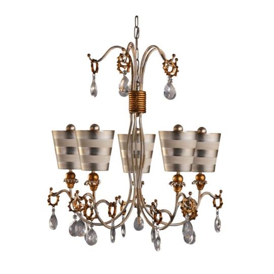 Flambeau Tivoli 5 Light Chandelier - Silver & Cream Patina