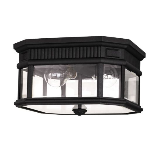 Feiss Cotswold Lane 2 Light Flush Ceiling Mount - Black