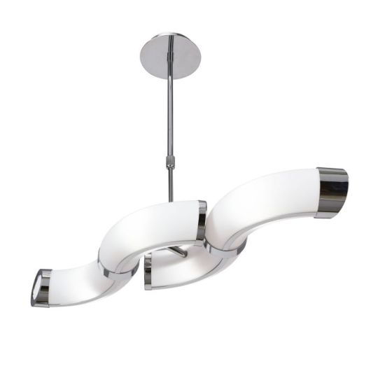 Mantra Guss Rectangular Pendant Convertible To Semi Flush 2 Arm GU10 4 Light L1/SGU10 Bar Polished Chrome/White Acrylic CFL Lamps INCLUDED