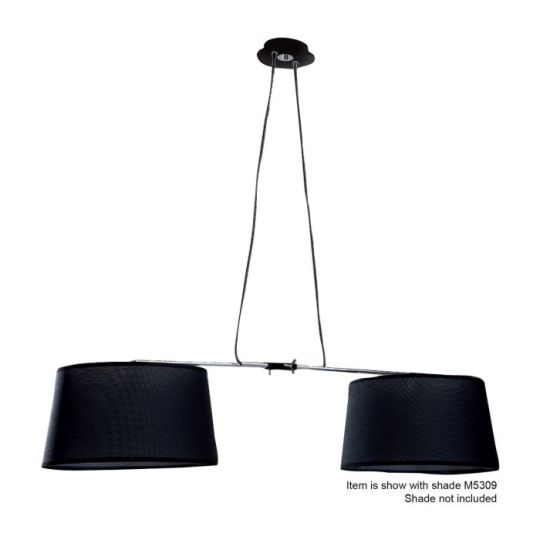 Mantra Habana Linear Pendant 2 Light With Adjustable Body WITHOUT SHADE E27 Black/Polished Chrome