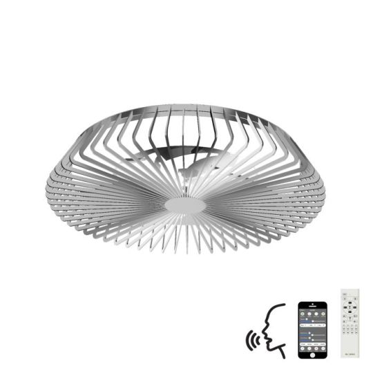 Mantra Himalaya 70W LED Dimmable Ceiling Light With Built-In 35W DC Fan c/w Remote Control APP & Alexa/Google Voice Control 4900lm Silver 5yrs Warranty