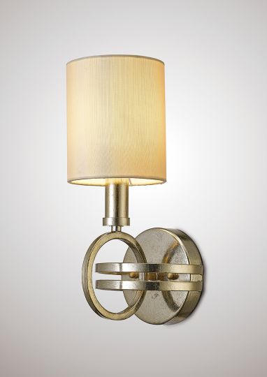 Diyas IL31700 Isabella Wall Lamp With Beige Shade 1 Light Antique Silver