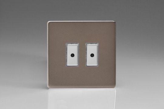 Varilight Pewter 2-Gang 1-Way V-Pro Multi-Point Remote/Tactile Touch Control Master LED Dimmer 2 x 0-100W (1-10 LEDs) (JDRE102S)