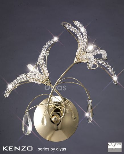 Diyas Lighting IL30891 - Kenzo Wall Lamp Switched 2 Light French Gold/Crystal