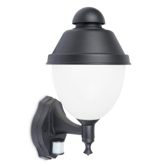 Kosnic Ascott 10W Bottom Arm Round Wall Lantern with Integrated LED and PIR Sensor (KLTN210B/S)