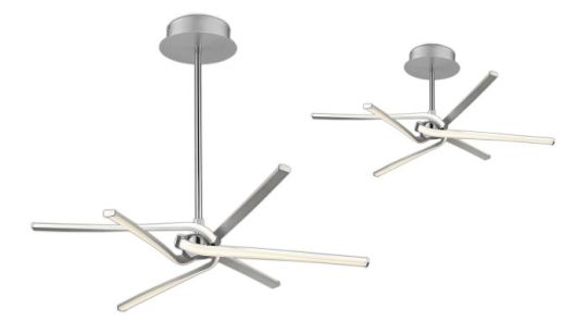 Mantra Knot TelescopicSemi Flush 45W LED Curved Arms 3000K 3150lm Silver/Frosted Acrylic/Polished Chrome 3yrs Warranty