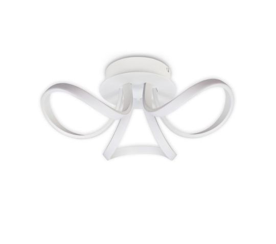 Mantra Knot Blanco Ceiling 48cm Round 3 Looped Arms 36W LED 2800K 2520lm White/Frosted Acrylic 3yrs Warranty