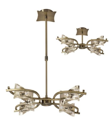 Mantra Kromo Telescopic Convertible To Semi Flush 4 Light G9 Antique Brass