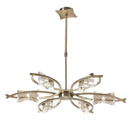 Mantra Kromo Telescopic Convertible To Semi Flush 6 Light G9 Antique Brass