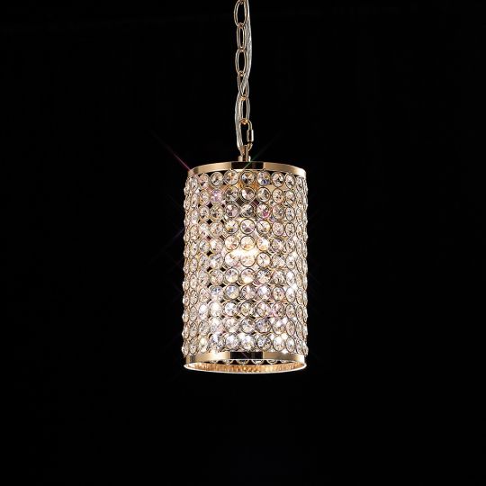 Diyas IL30761 Kudo Cylinder Shade Non-Electric French Gold/Crystal