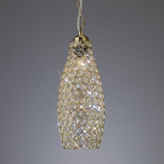 Diyas IL30767 Kudo Drum Shade Non-Electric French Gold/Crystal
