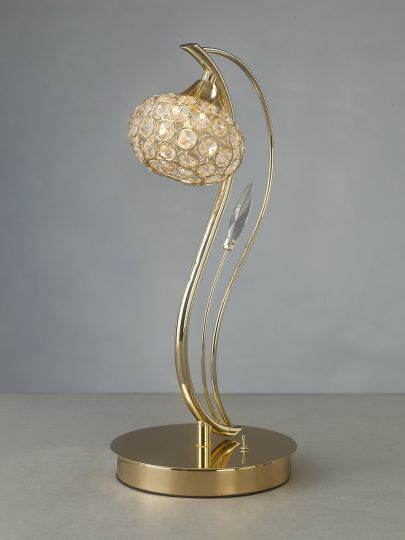 Diyas IL30969 Leimo Table Lamp 1 Light French Gold/Crystal