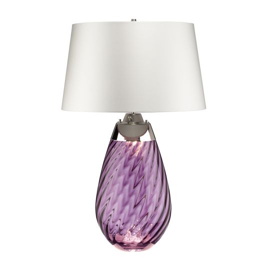Elstead Lighting Lena 2 Light Large Plum Table Lamp with Off-white Shade LENA-TL-L-PLUM-OWSS
