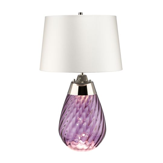 Elstead Lighting Lena 2 Light Small Plum Table Lamp with Off-white Shade LENA-TL-S-PLUM-OWSS