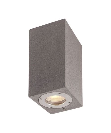 Mantra Levi Rectangular Wall Lamp 2 x GU10 (Max 12W) IP65 Grey Concrete 2yrs Warranty