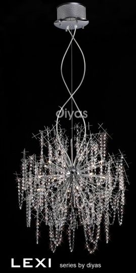 Diyas Lighting IL30543 - Lexi Pendant 15 Light Polished Chrome/Crystal