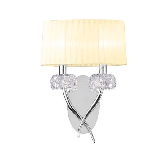Mantra Loewe Wall Lamp Switched 2 Light E14 Polished Chrome With Cream Shade