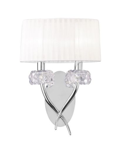 Mantra Loewe Wall Lamp Switched 2 Light E14 Polished Chrome With White Shade