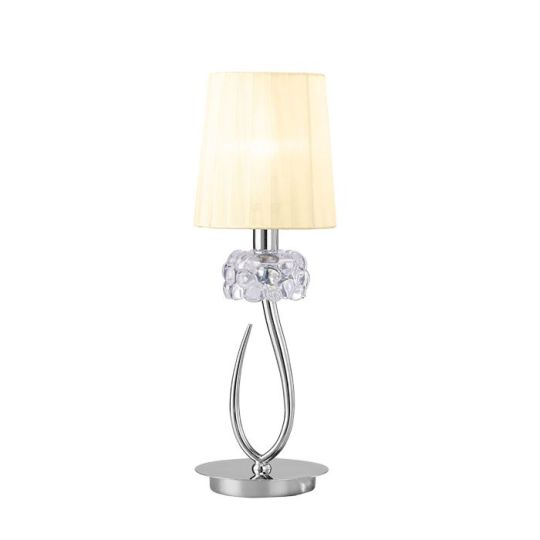 Mantra Loewe Table Lamp 1 Light E14 Small Polished Chrome With Cream Shade