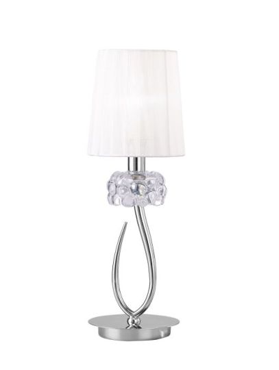 Mantra Loewe Table Lamp 1 Light E14 Small Polished Chrome With White Shade