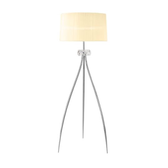 Mantra Loewe Floor Lamp 3 Light E27 Polished Chrome With Cream Shade