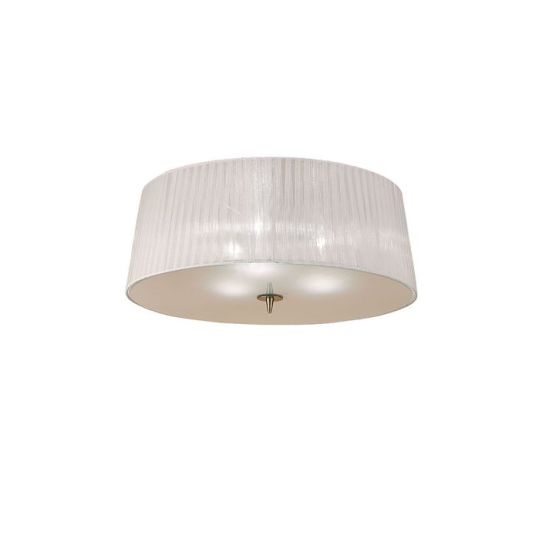 Mantra Loewe Flush Ceiling 3 Light E27 Antique Brass With White Shade