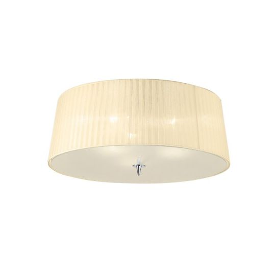Mantra Loewe Flush Ceiling 3 Light E27 Polished Chrome With Cream Shade