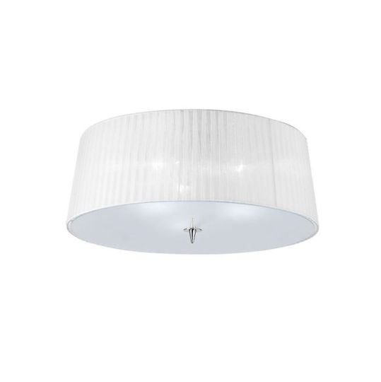 Mantra Loewe Flush Ceiling 3 Light E27 Polished Chrome With White Shade