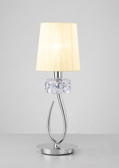 Mantra M4637 Loewe Table Lamp 1 Light E27 Small Polished Chrome With Cream Shade